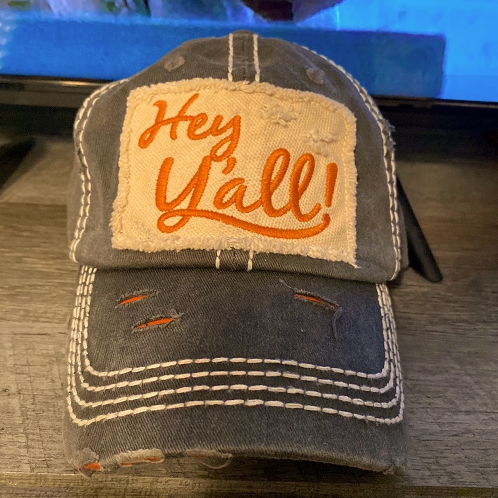 HEY Y’ALL distressed hat.